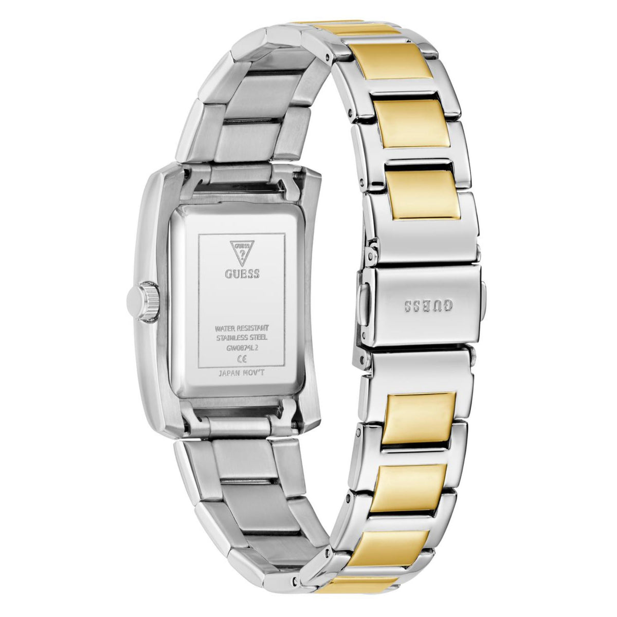Two-tone stainless steel women's watch with green dial and metal link bracelet