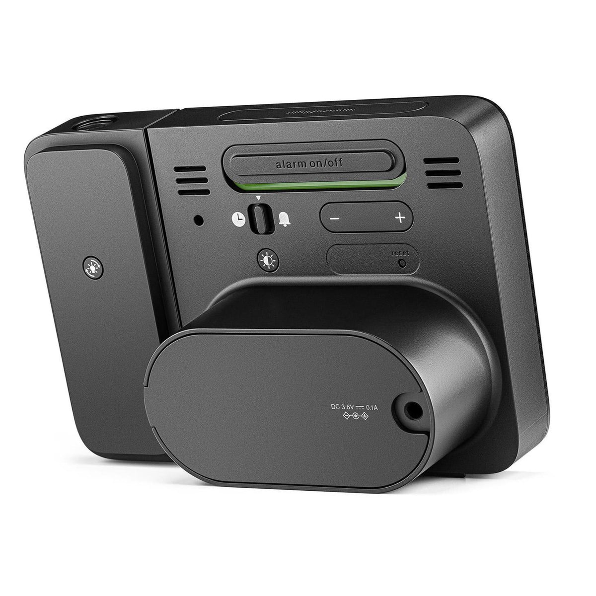 Braun digital projection alarm clock with control buttons and large front dial