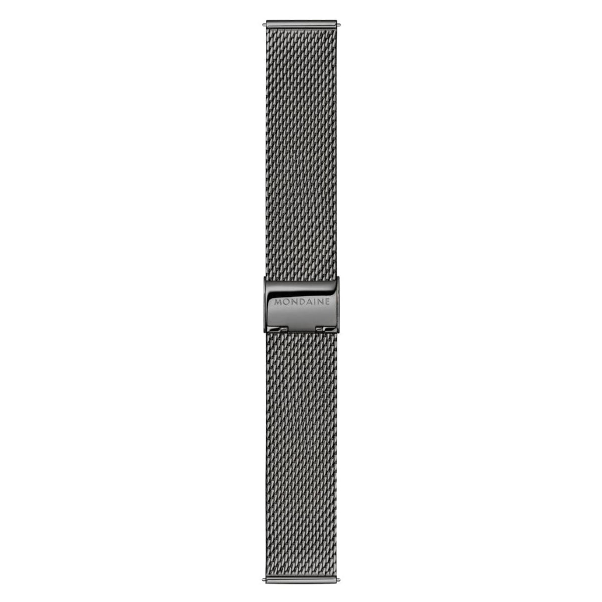 Mondaine Doppio MLE.41220.SM grey mesh steel strap and buckle detail