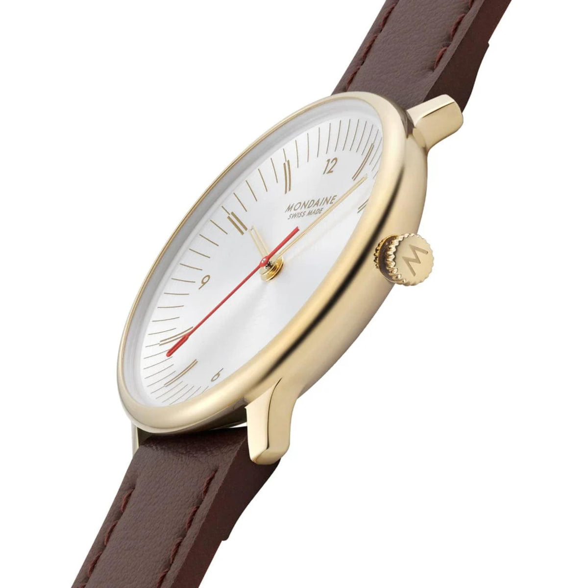 Mondaine Doppio MLE.33110.LGV dynamic side profile view