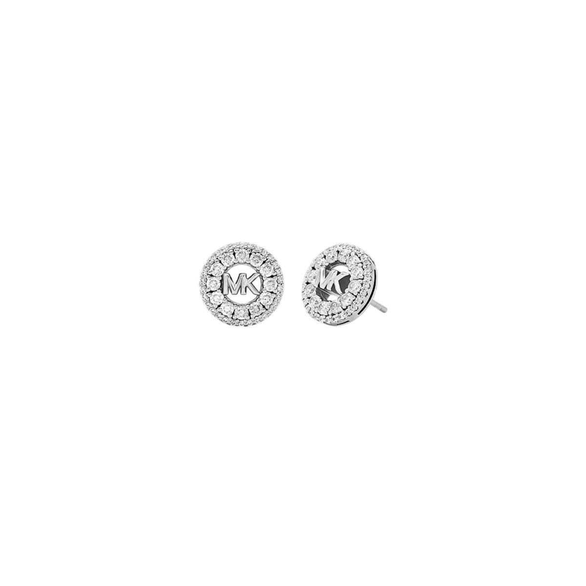 Michael Kors rhodium-plated sterling silver pavé logo stud earrings, pair