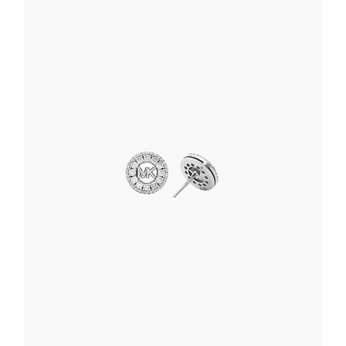 Michael Kors rhodium-plated sterling silver pavé logo stud earrings