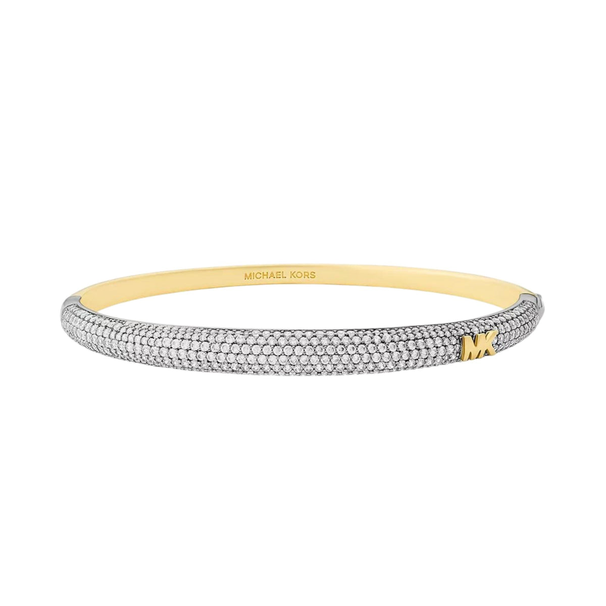 Michael Kors pavé bangle bracelet with silver-tone stones and gold-tone interior