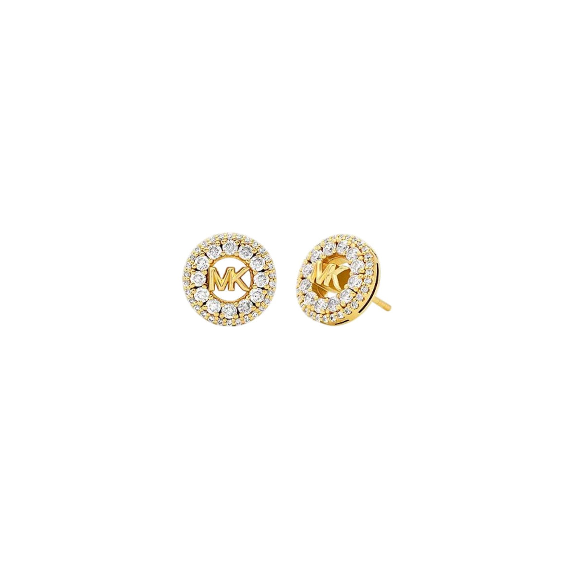 Michael Kors pavé logo stud earrings in gold-plated sterling silver