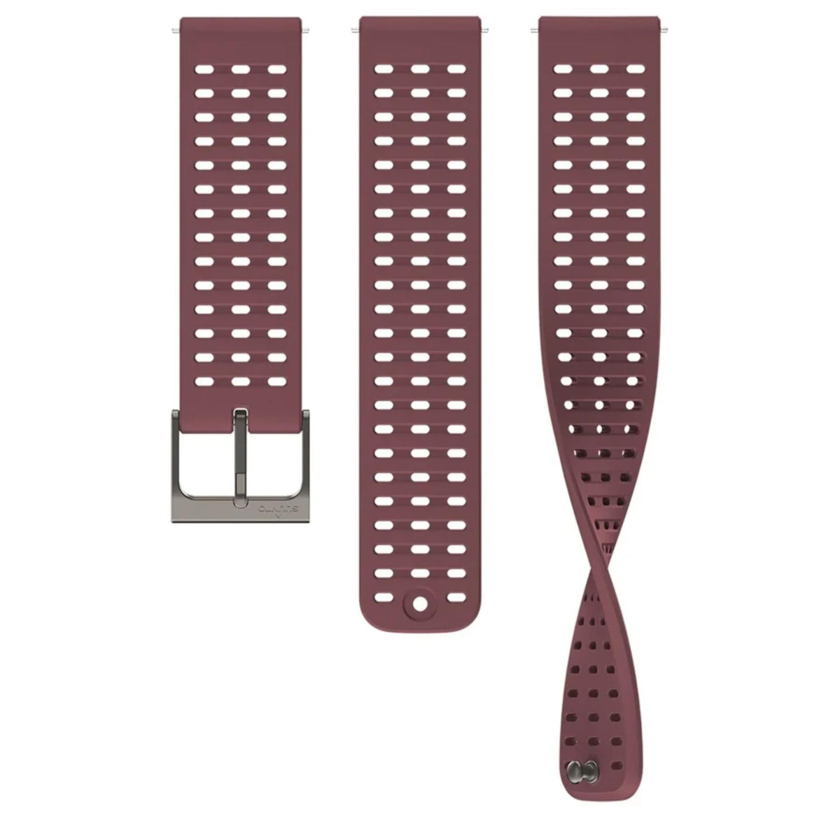 Suunto Athletic 2 maroon perforated silicone watch strap with adjustable buckle end