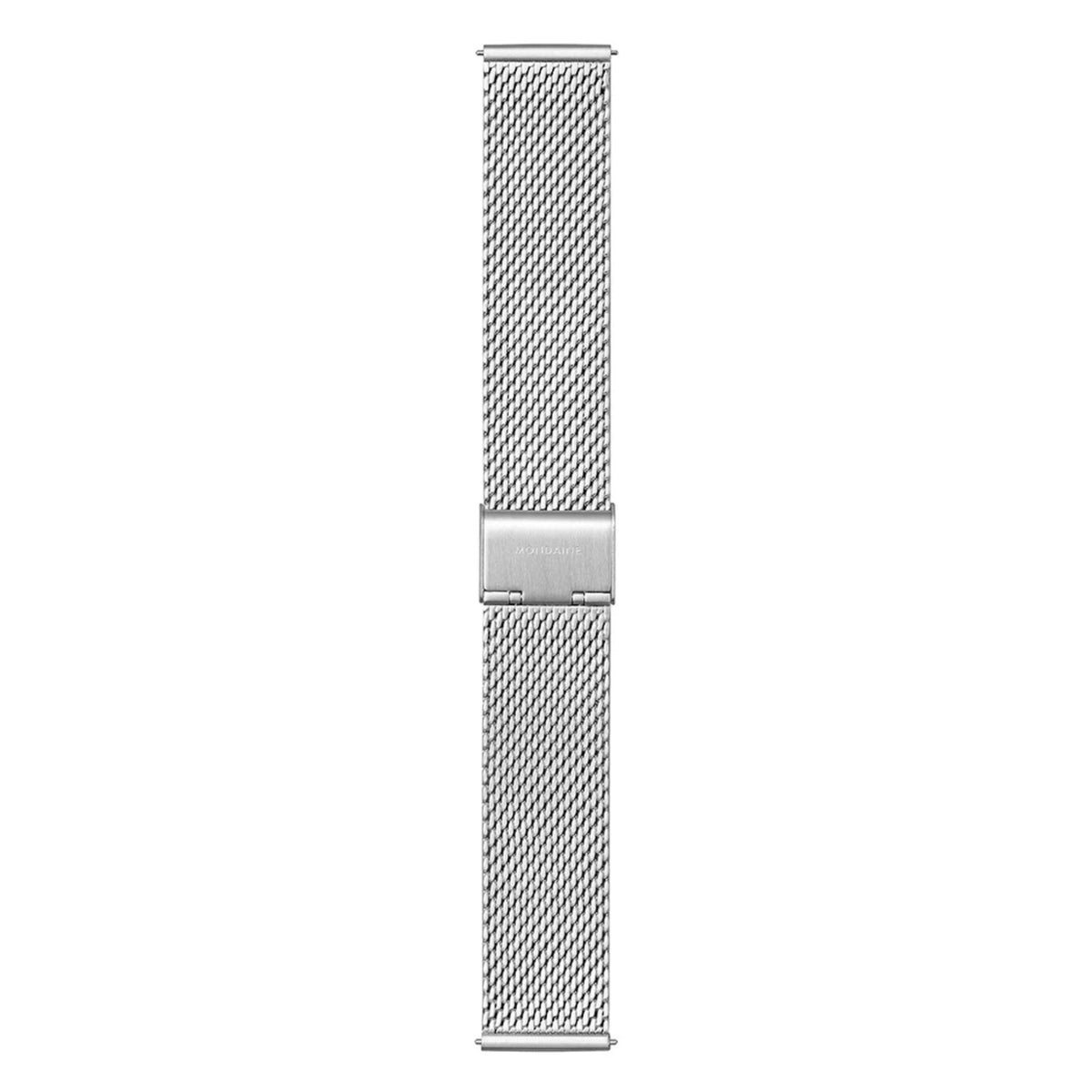Stainless steel mesh watch strap with brushed rectangular clasp and links