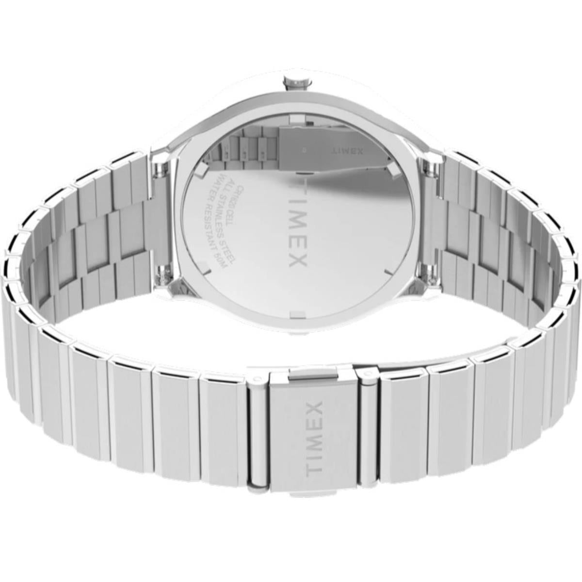 Digital watch case and full steel bracelet with clasp underside