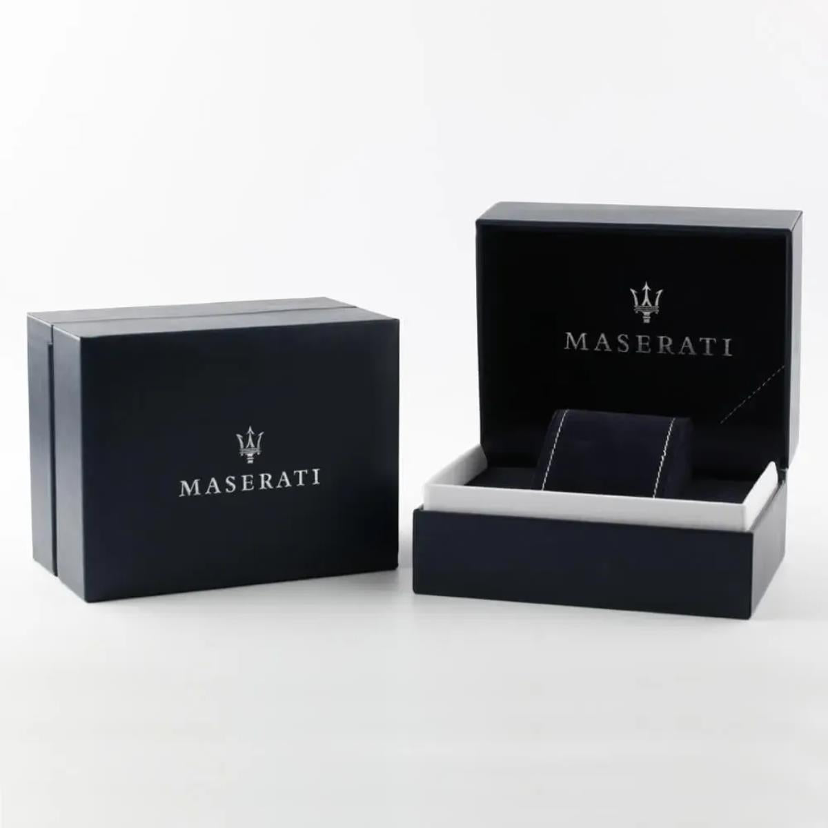 Maserati watch presentation box set with branded black boxes