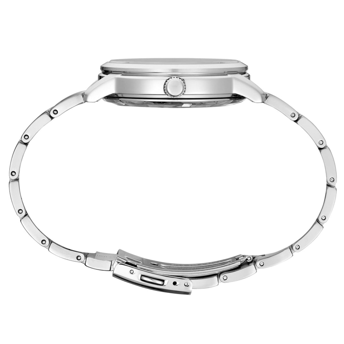 Seiko Essentials SRPH87K1 stainless steel bracelet and clasp side view
