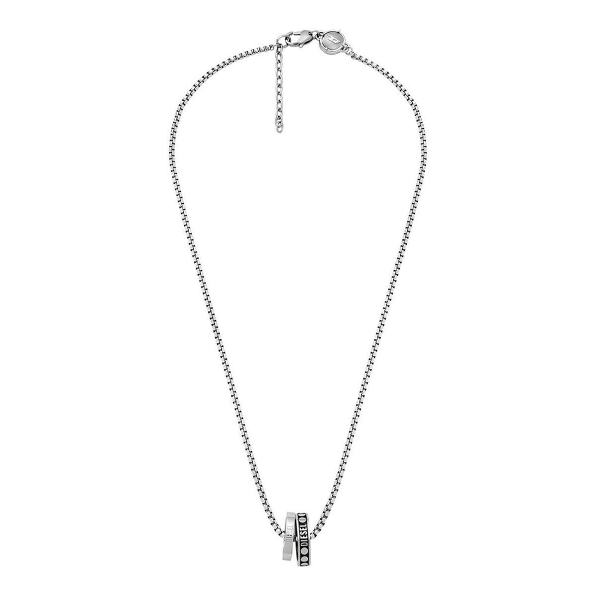 Diesel DX1168040 box chain necklace with adjustable clasp full view
