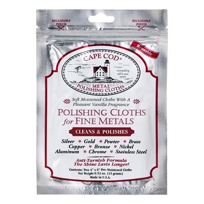 Watch polishing cloths for fine metals, anti-tarnish formula in sealed pouch