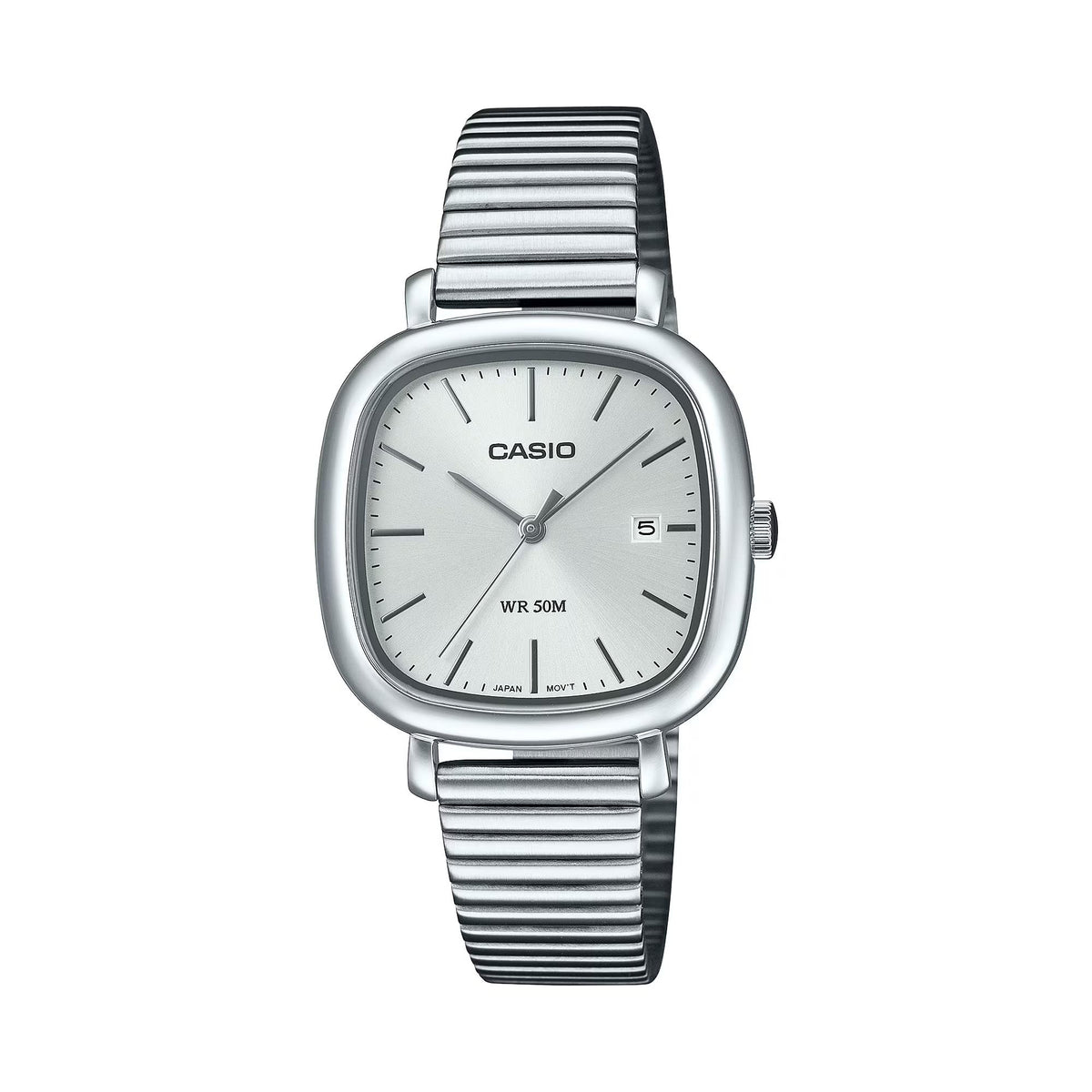 Casio Timeless quartz silver dial steel strap LTP-B166D-7AVEF front view
