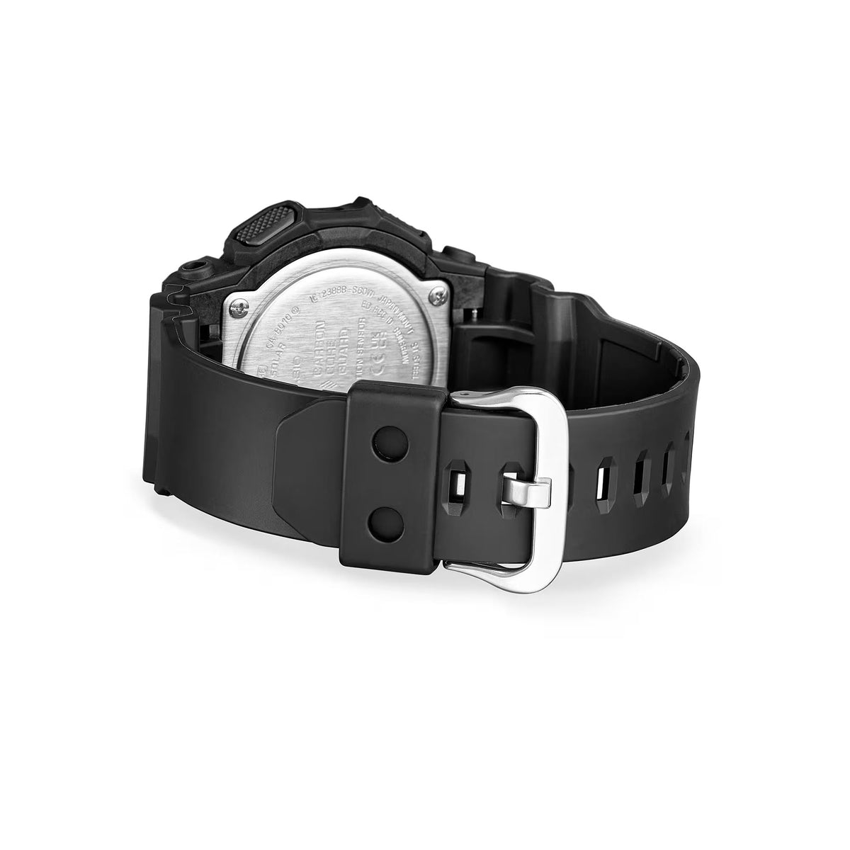 Casio G-Shock GA-B010-1AER carbon core guard stainless steel case back and buckle detail