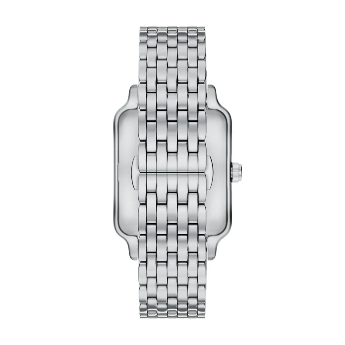 Back view of the Emporio Armani AR11755 watch focusing on the stainless steel bracelet links