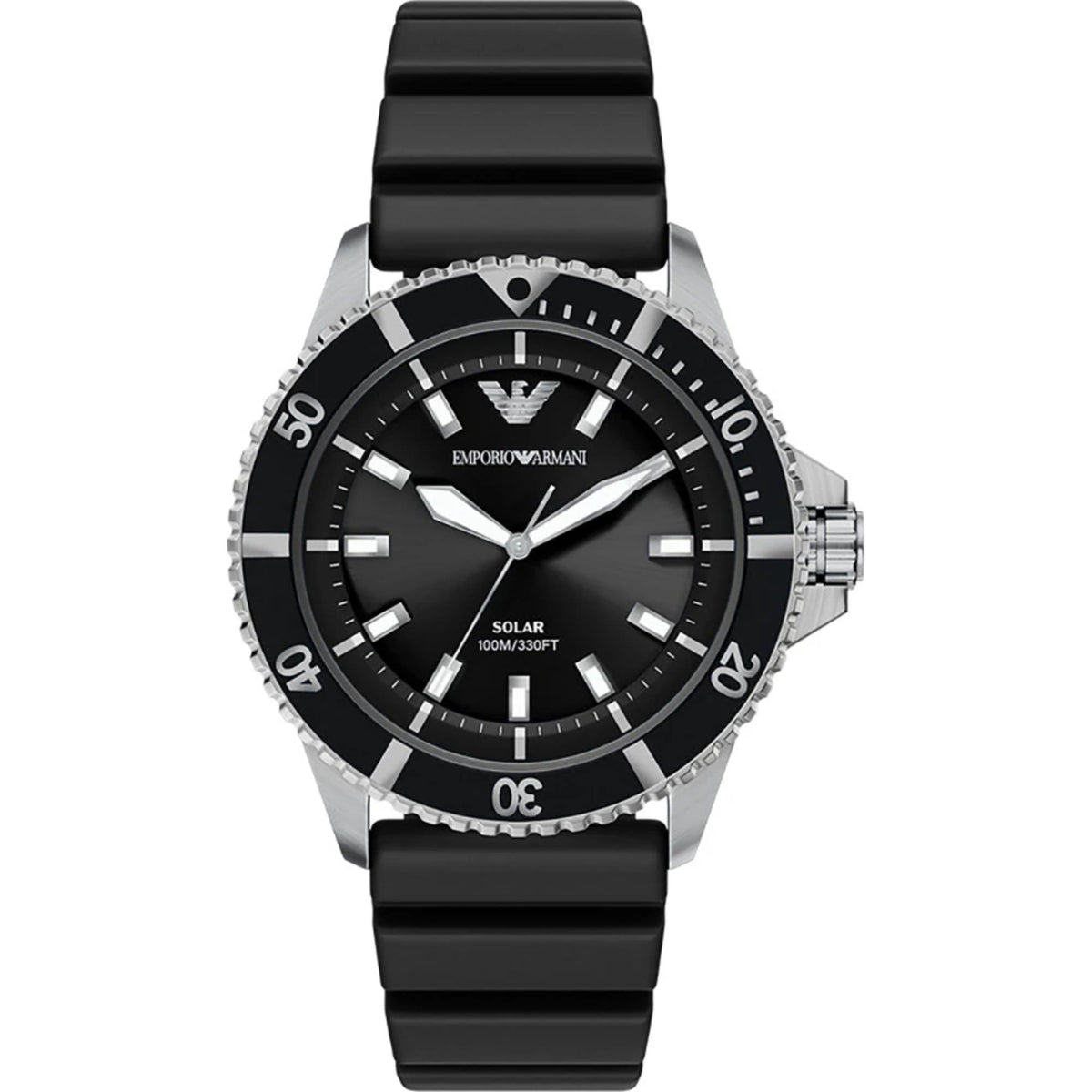 Emporio Armani World Explorer AR11788 black dial front view