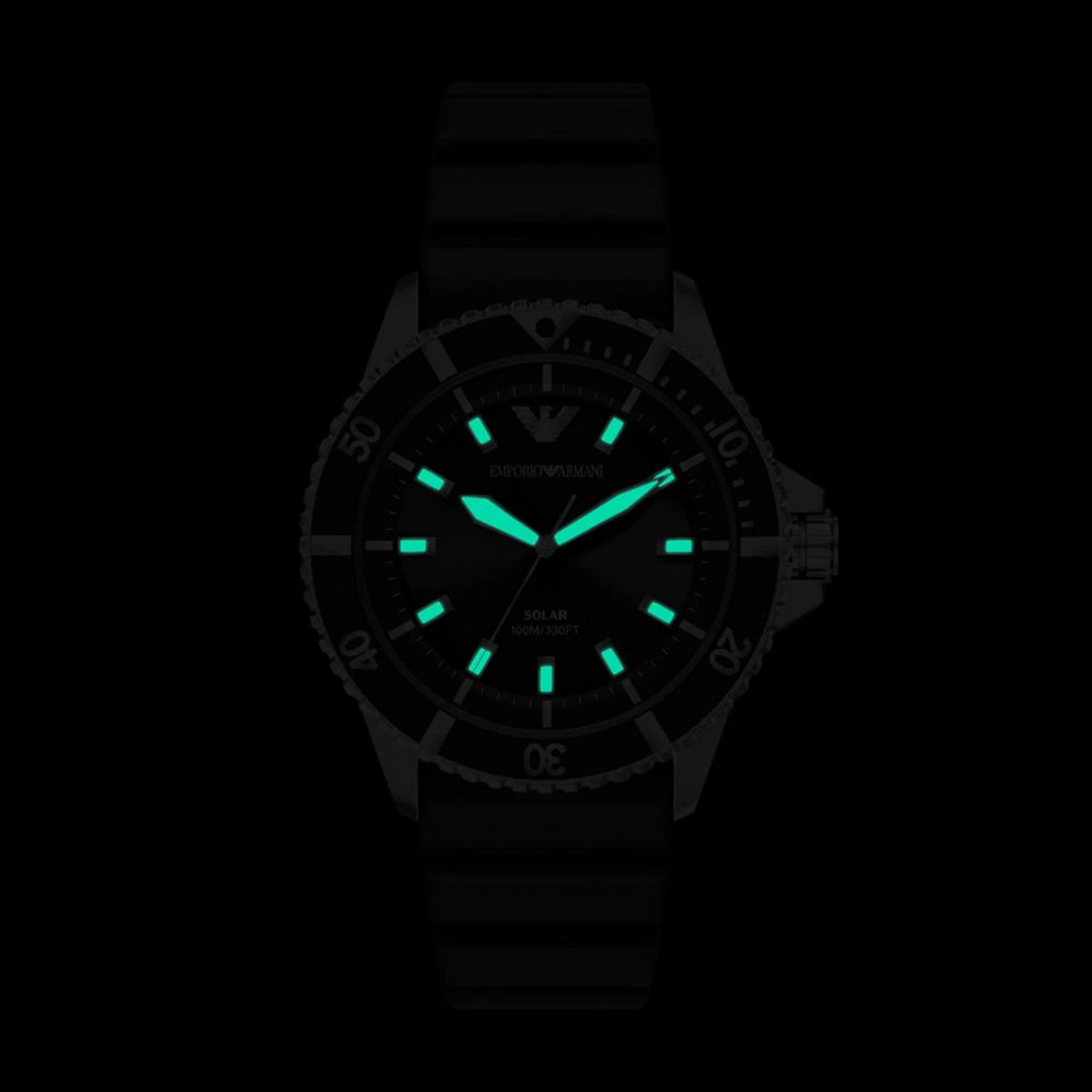 Emporio Armani World Explorer AR11788 luminous hands and indices front view