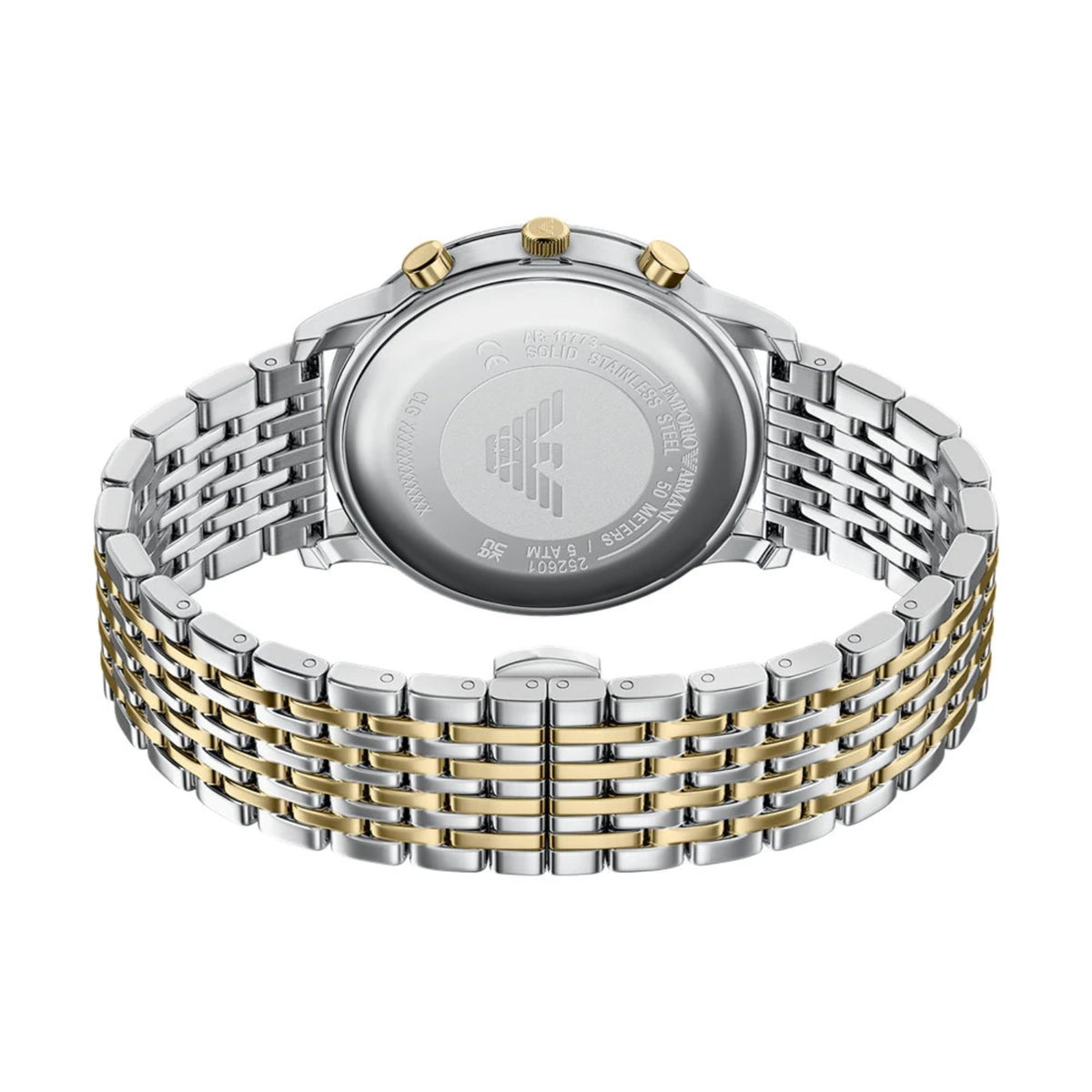 Emporio Armani Minimalist AR11773 stainless steel case back with eagle logo detail