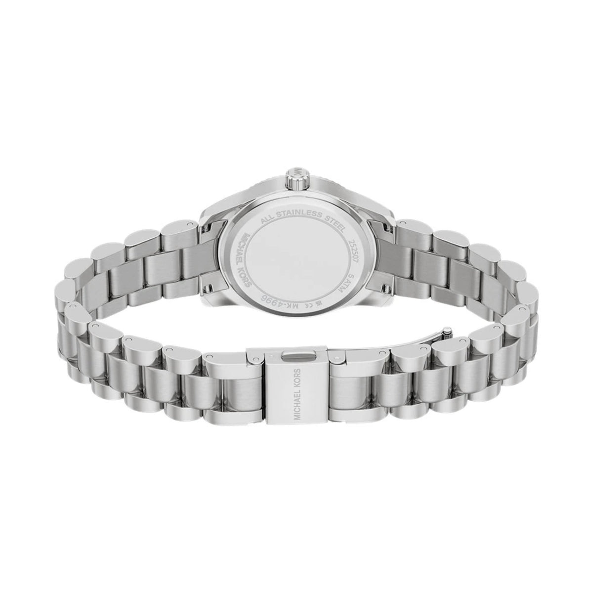 Women’s steel wristwatch bracelet with clasp and round case back