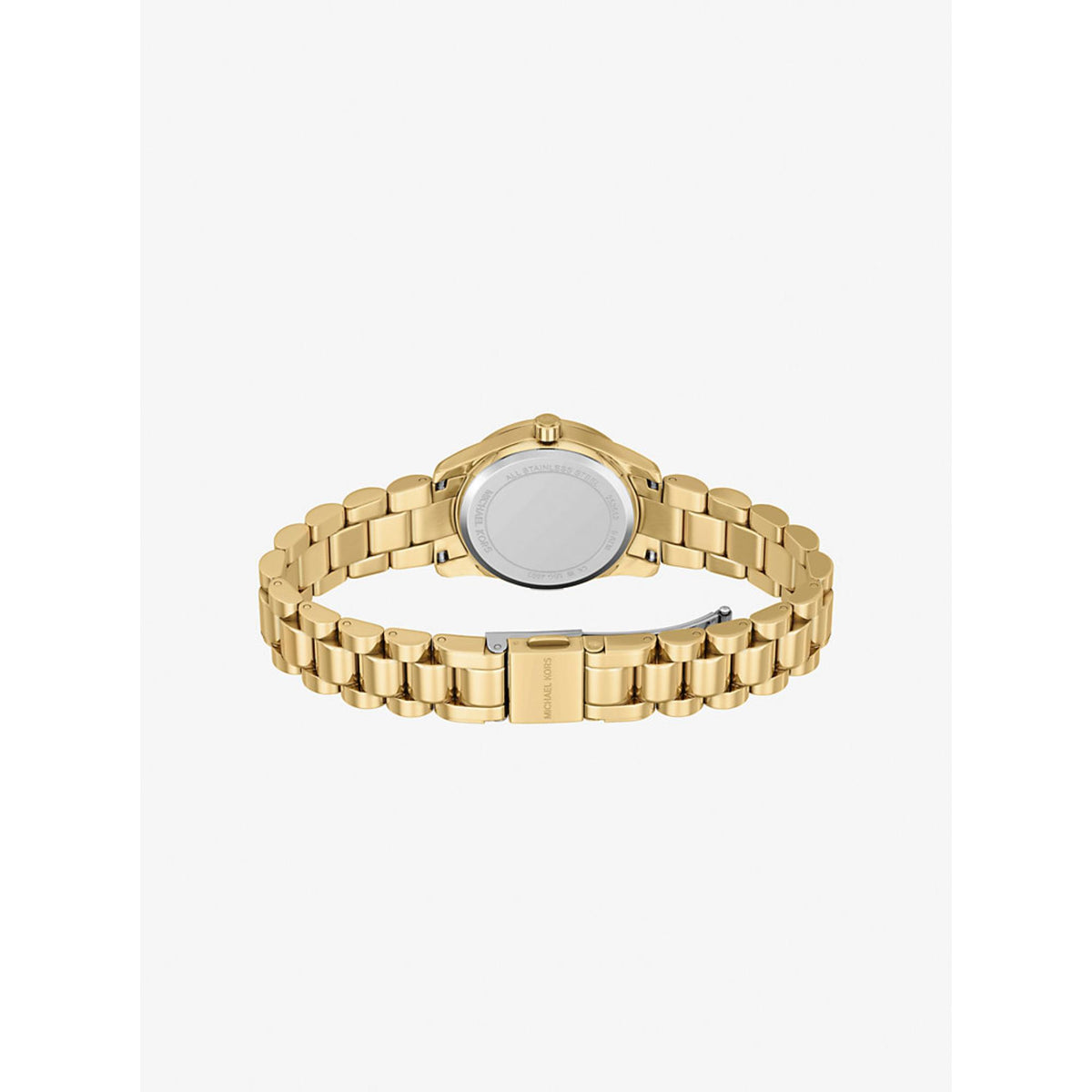 Michael Kors gold tone steel watch back with caseback and link bracelet