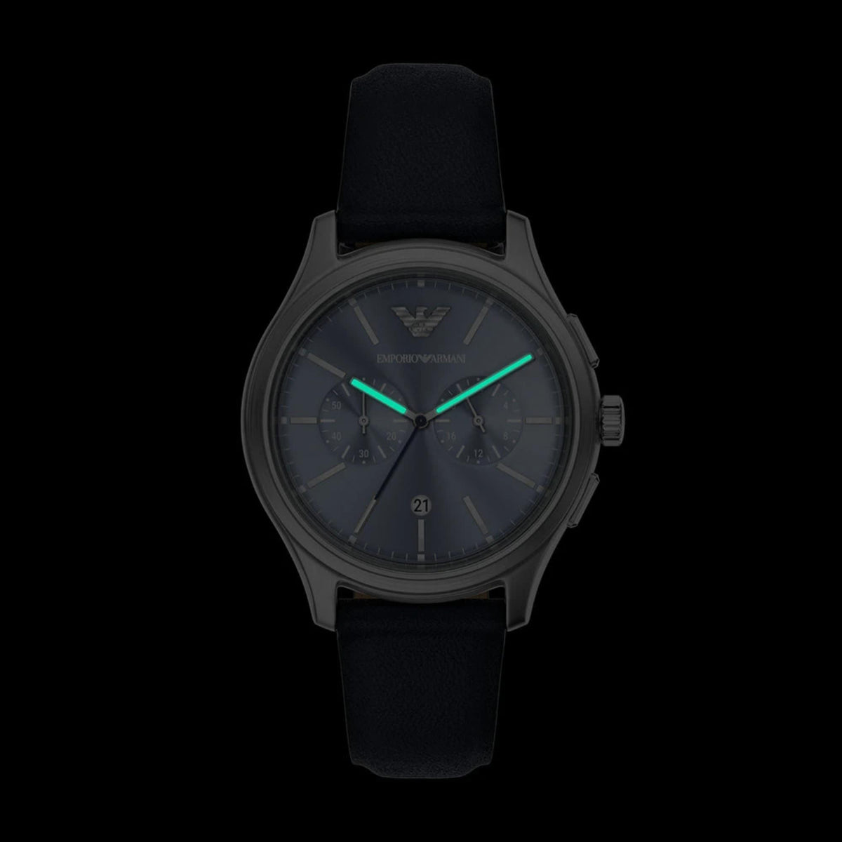 Emporio Armani Dario AR11747 luminous hands in the dark detail
