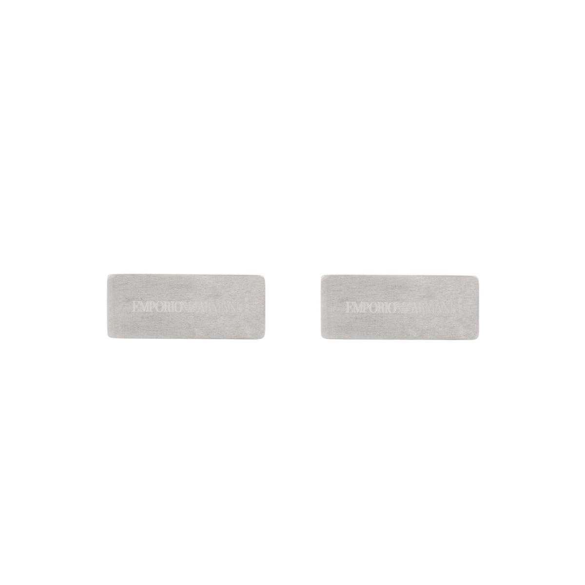 Silver stainless steel rectangular cuff links with Emporio logo engraving
