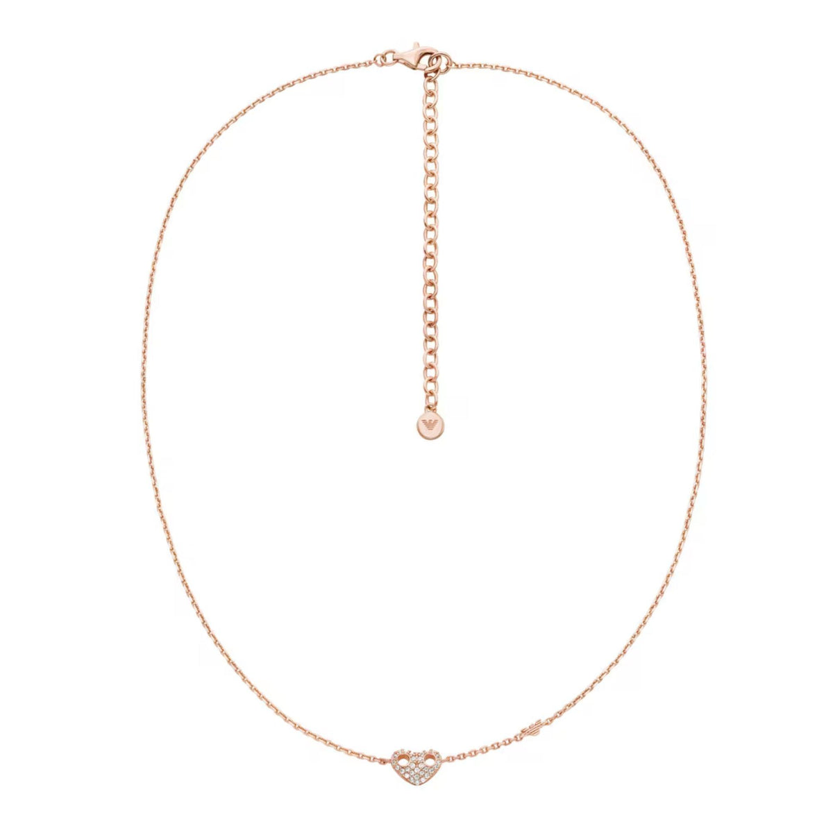 Heart pendant choker-length necklace in rose-gold tone with small crystal detail