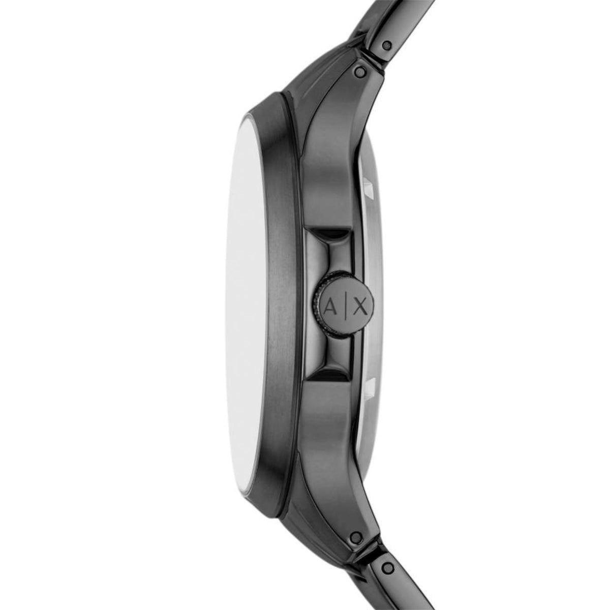 Armani Exchange Hampton AX2458 side profile view showing steel case thickness and crown detail
