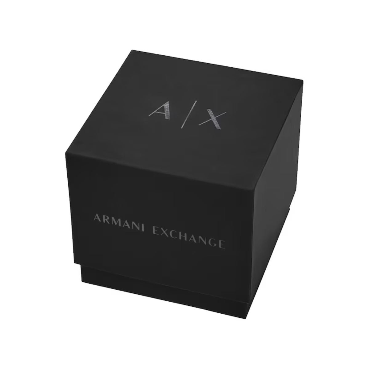 Armani Exchange watch gift box with A|X logo on black lid