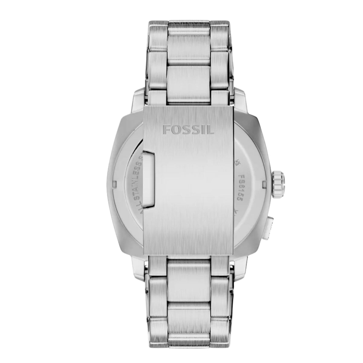 Fossil stainless-steel watch caseback with bracelet and side crown