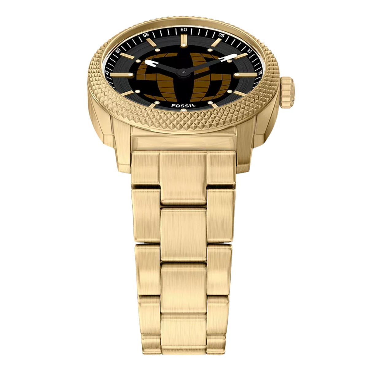 Fossil Machine FS6157 gold-tone watch vertical top-down perspective view