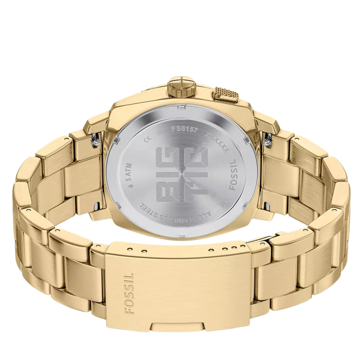 Fossil Machine FS6157 polished stainless steel caseback view