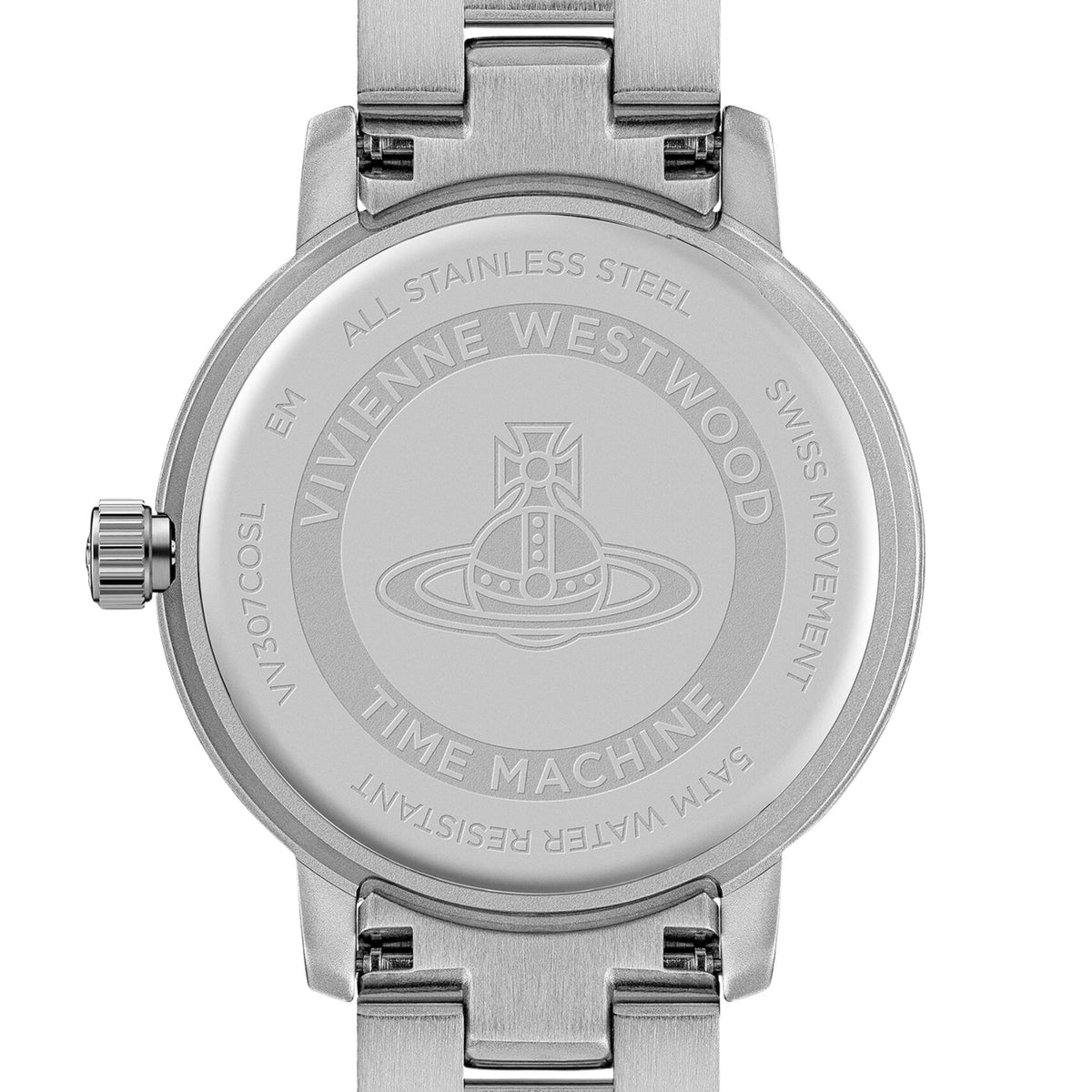 Vivienne Westwood Dulwich VV307COSL engraved stainless steel case back detail