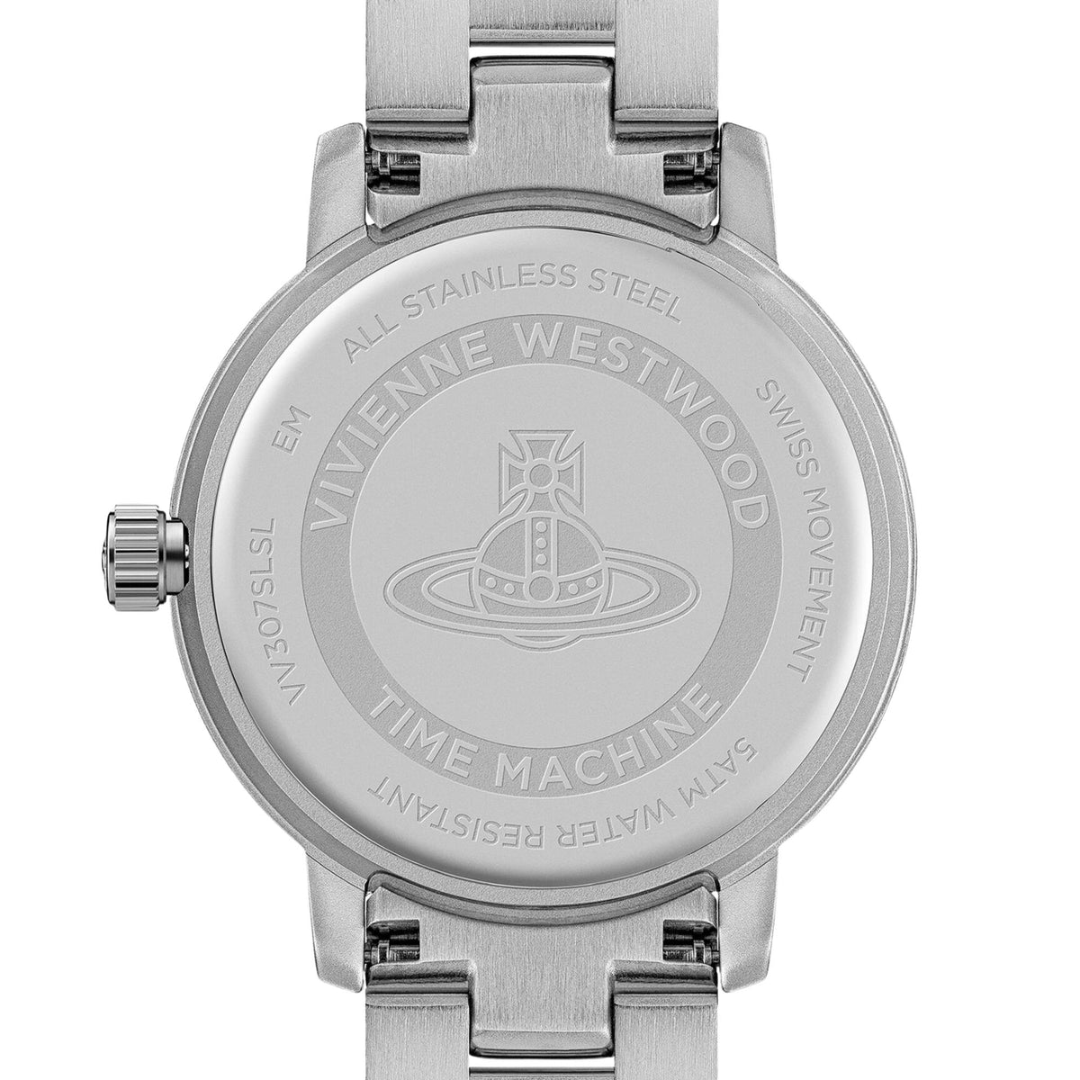 Vivienne Westwood Dulwich VV307SLSL back case featuring engraved brand logo and product details