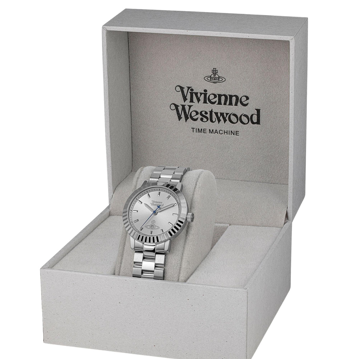 Vivienne Westwood Dulwich VV307SLSL quartz watch presented inside an official grey branded box