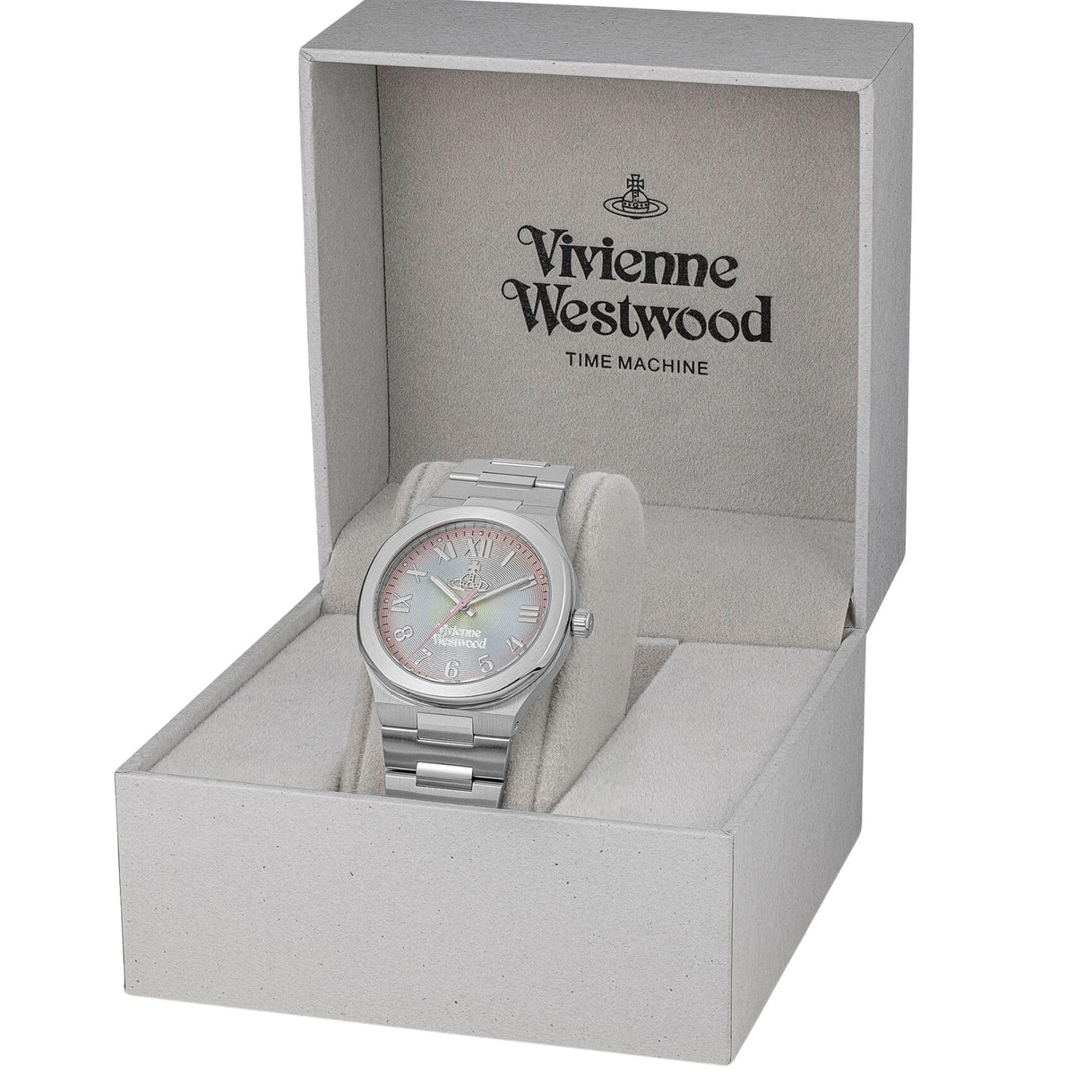 Vivienne Westwood Merton VV318MTSL quartz watch presented inside an official grey presentation box