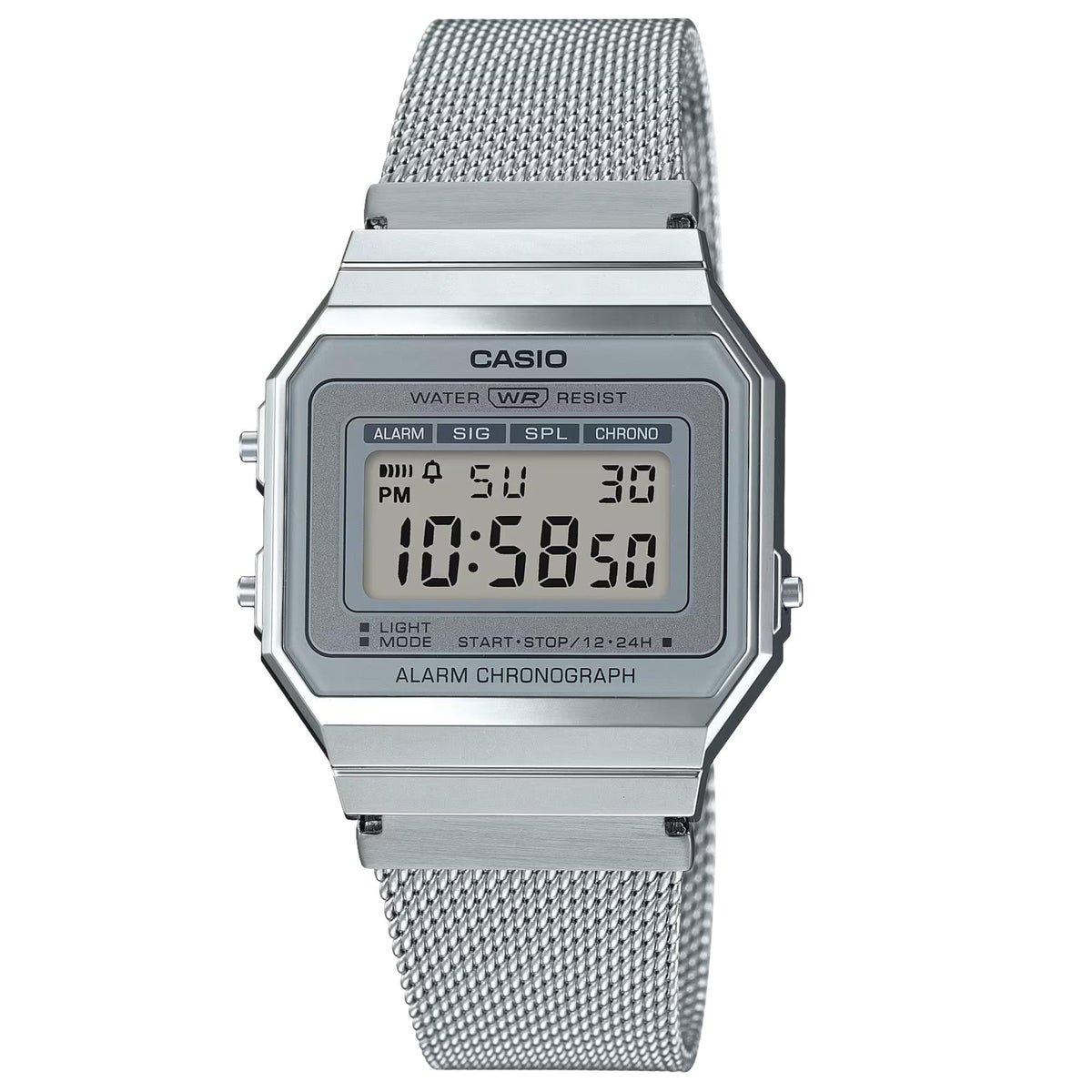 Casio Vintage Mini A700WEM-7AEF silver dial front view