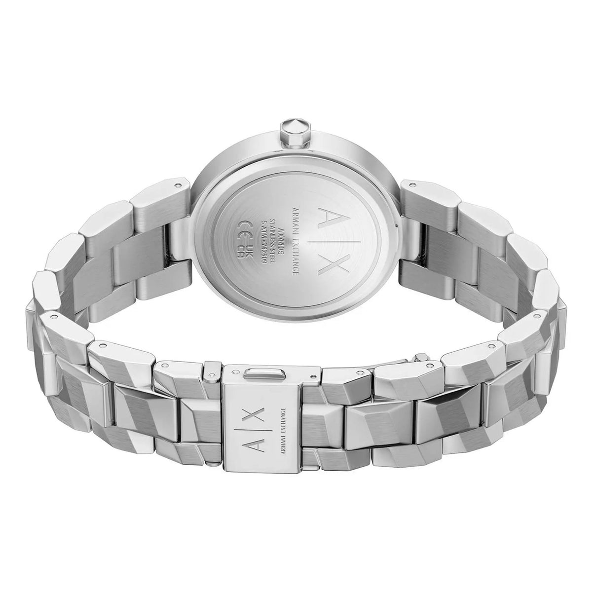 Armani Exchange Audelle AX4405 case back and inner bracelet curve view