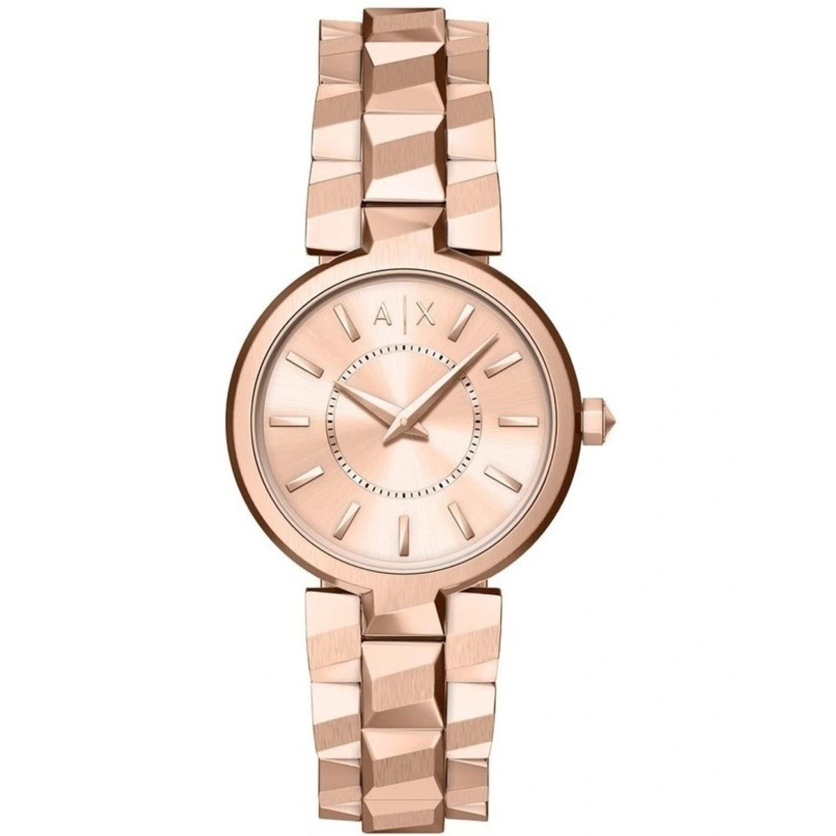 Armani Exchange Audelle 34mm AX4408 rose gold dial steel ladies watch front view