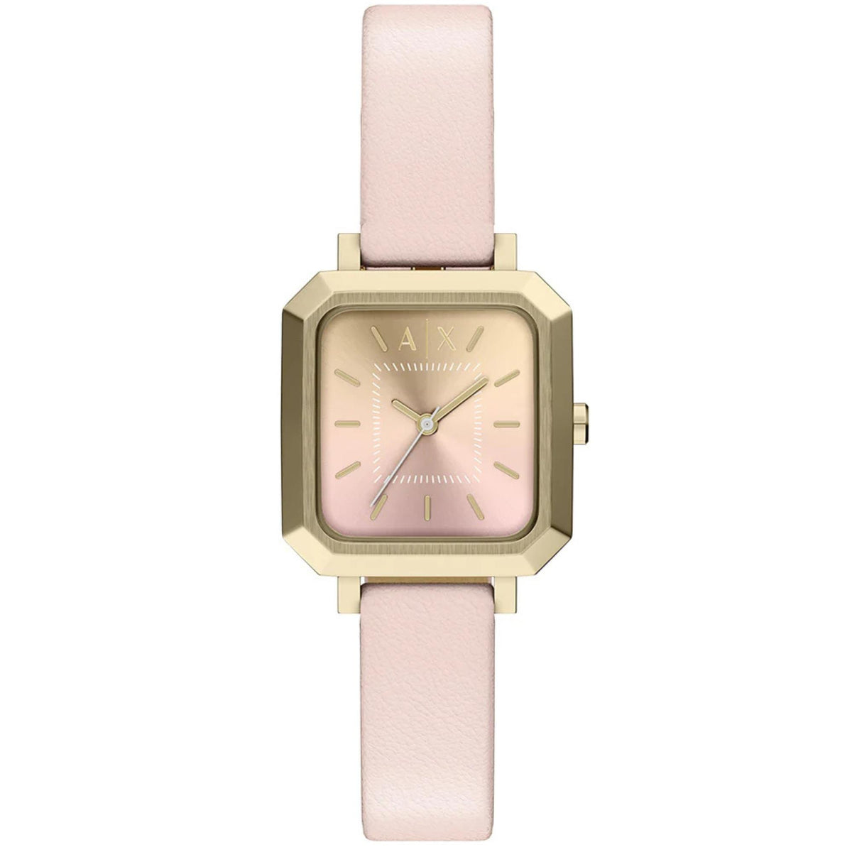 Armani Exchange Leila 27mm AX5737 pink dial leather ladies watch front view