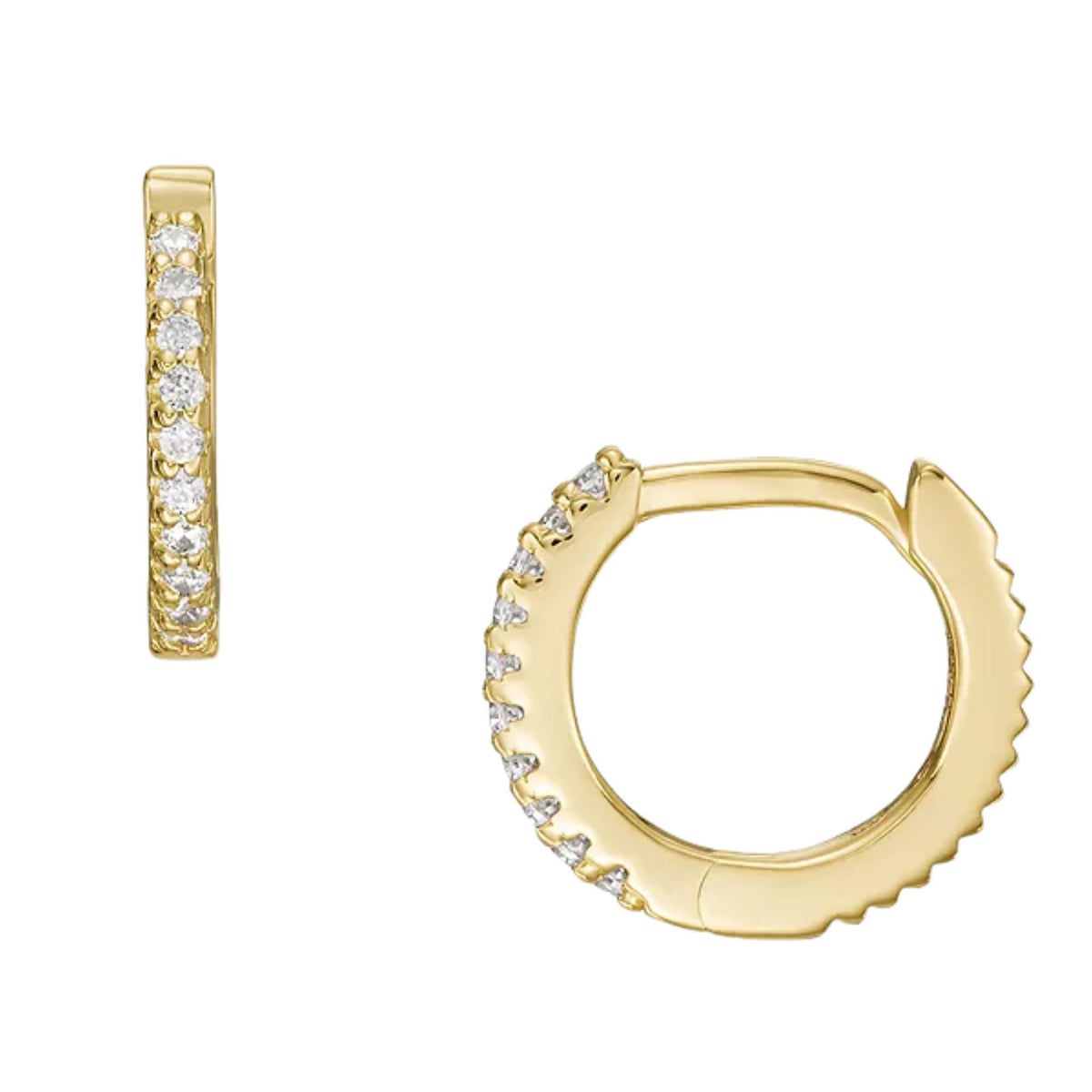 Fossil Ellis pavé glitz gold-tone sterling silver hoop earrings with clear stones