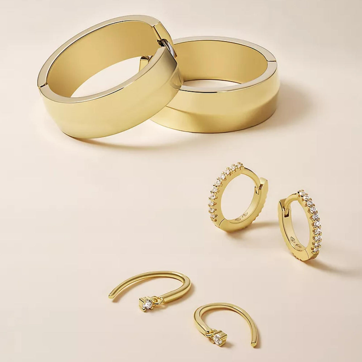 Fossil gold-tone hoop earrings, including pavé hoops