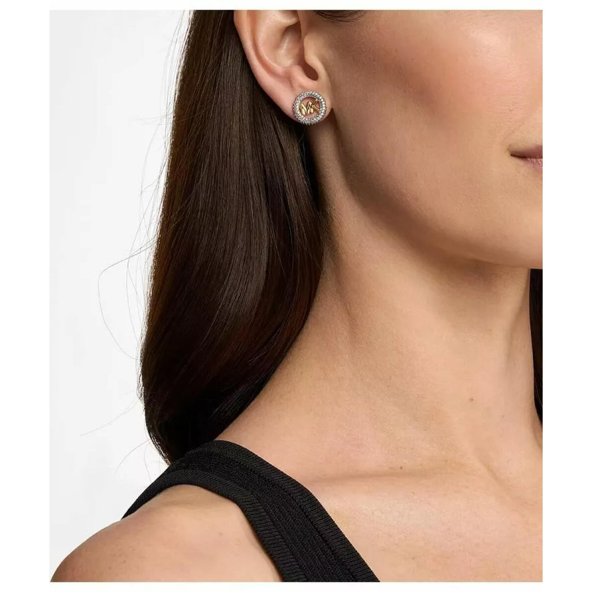 Michael Kors gold-tone stud earrings with crystal halo