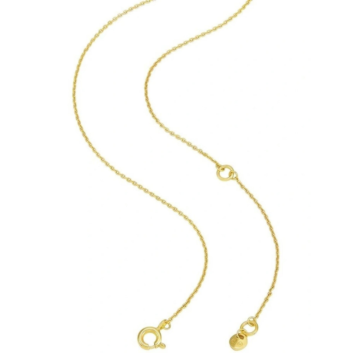 Gold tone double-strand necklace showing clasp and small charm details