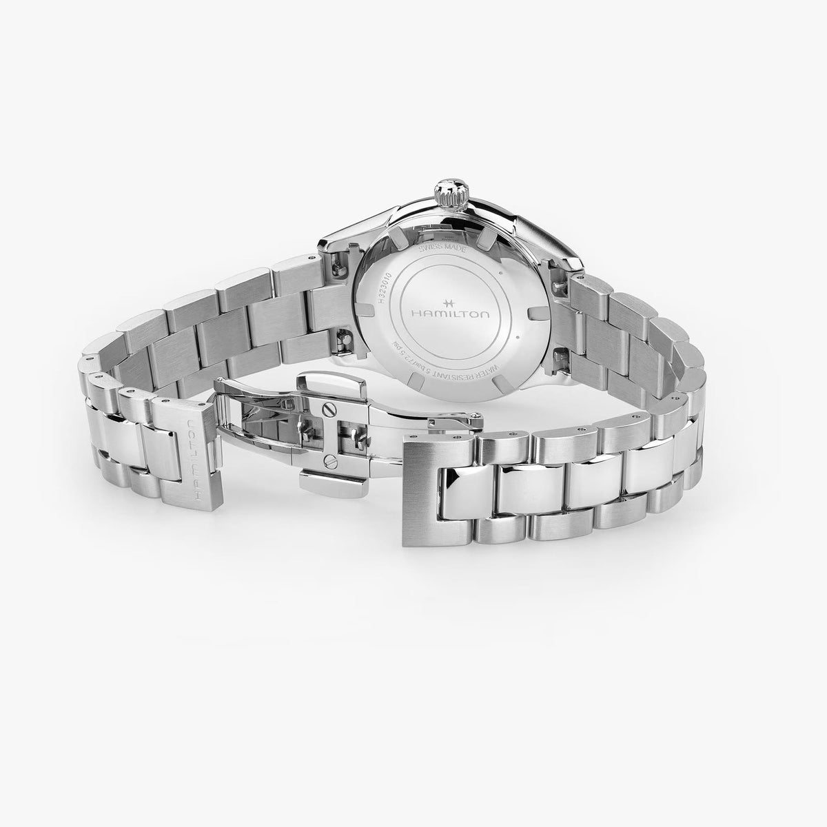 Hamilton Jazzmaster 32mm H32301141 stainless steel bracelet and butterfly clasp detail