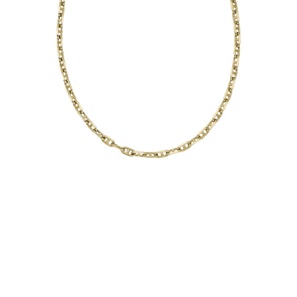 Gold-tone anchor chain necklace with D-link oval segments