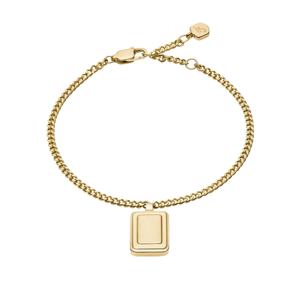 Gold-tone square charm chain bracelet with lobster clasp