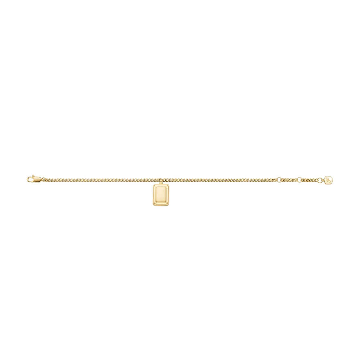 Gold-tone slim chain bracelet with square logo charm center