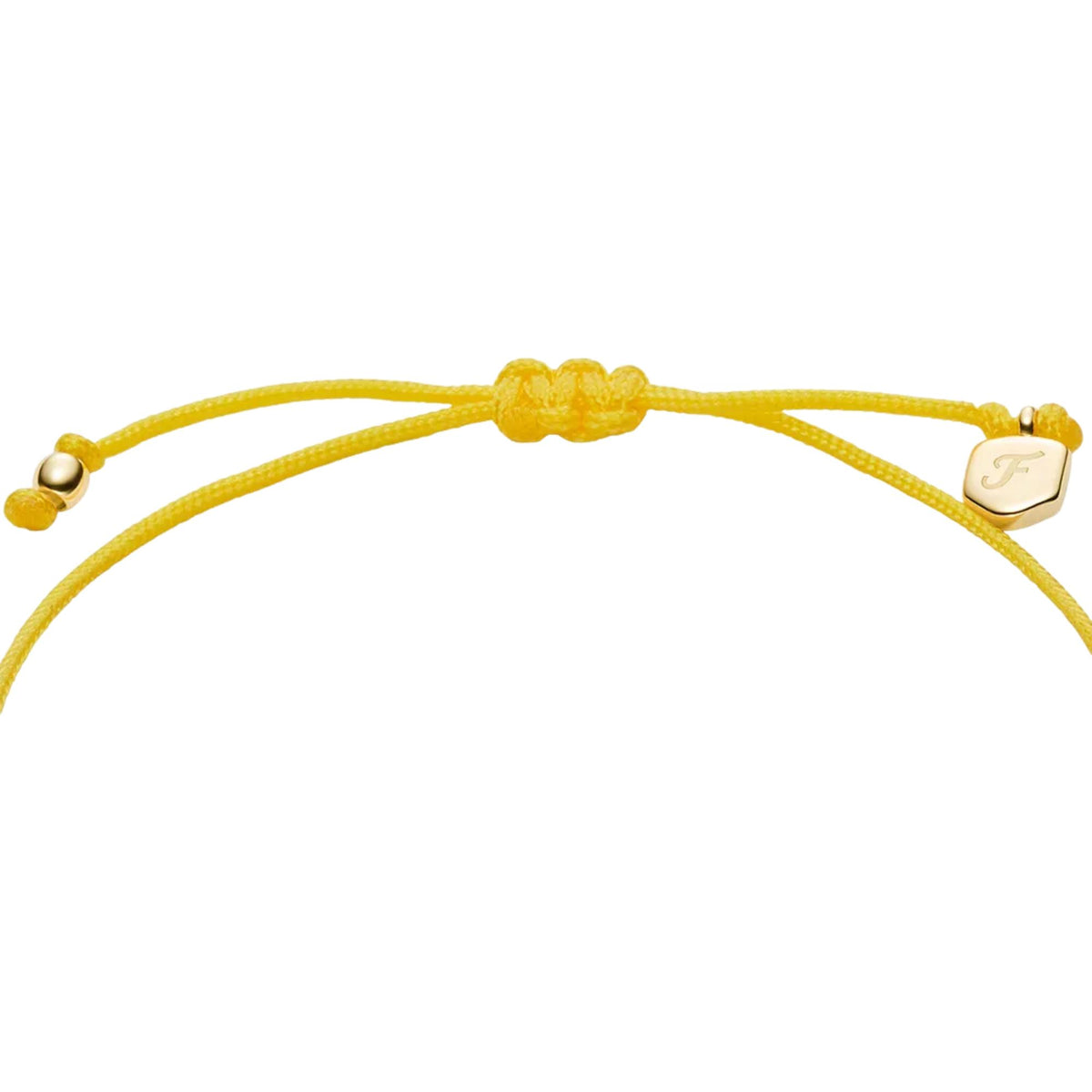 Gold-tone adjustable cord bracelet with square logo tag charm