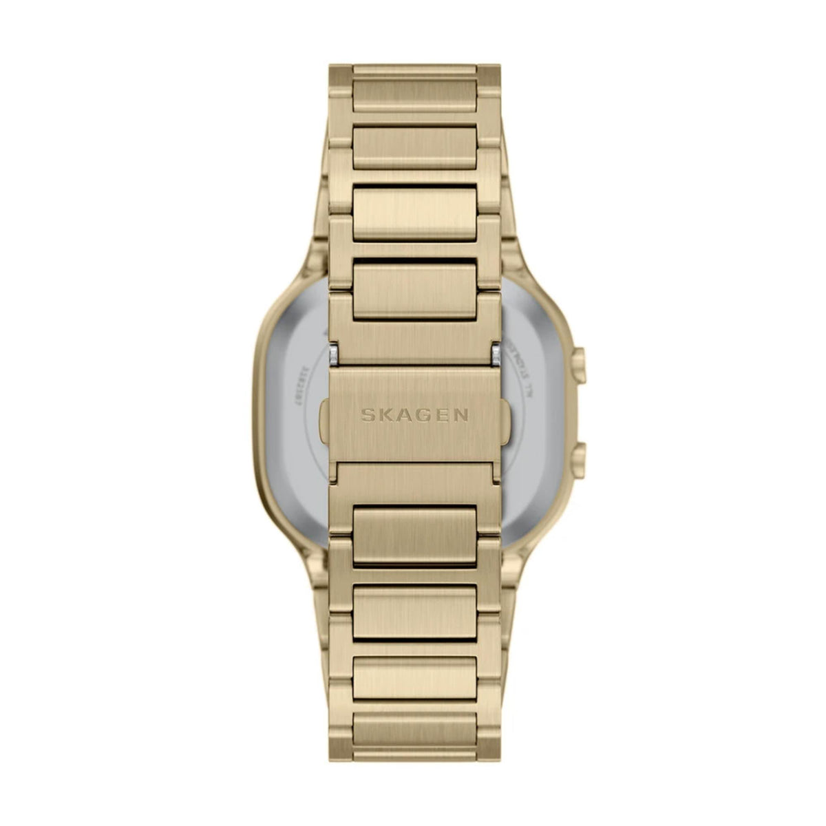 Rear View Displaying Engraved Folding Clasp on Skagen Mellem SKW6949