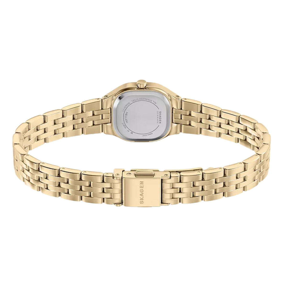 Skagen Mellem Micro SKW3177 stainless steel case back with specifications text